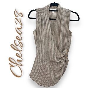 Chelsea28 Geometric Asymmetrical Office Blouse - Size  XS